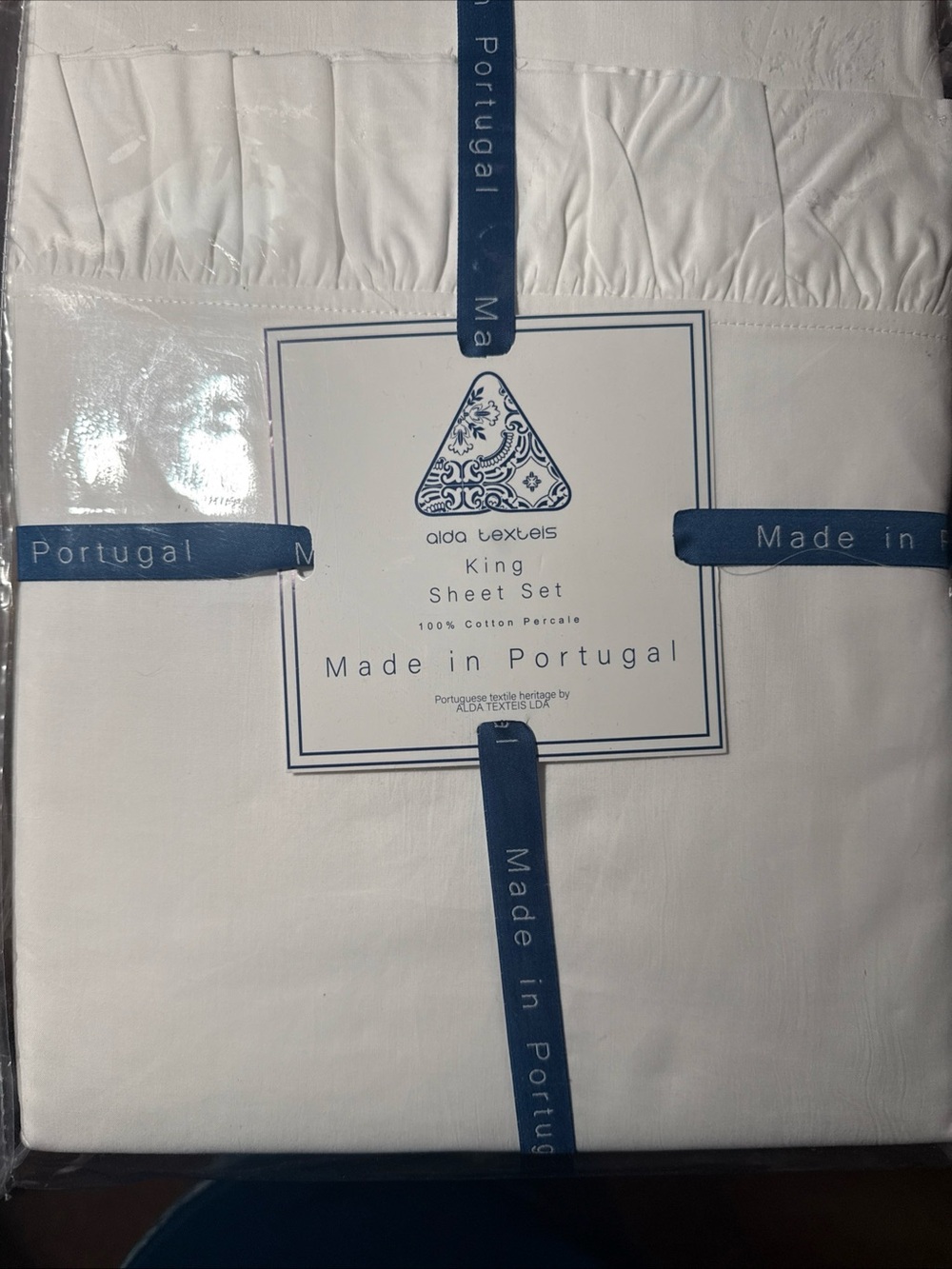Alda Texteis White King Sheet Set - Made in Portugal 100% Cotton Percale NWT